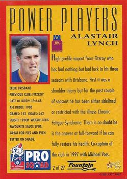 1997 Select Fountain AFL Power Players #2 Alastair Lynch Back